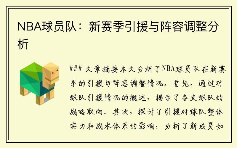 NBA球员队：新赛季引援与阵容调整分析
